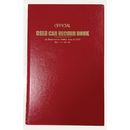 Asp Used Car Record Book - Police Book, 8 3/4" X 13 1/2", 1 Book 8360